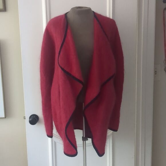 Tony Lambert Collections Coat Size 12 Womens Red Open Front Cardigan Jacket Vtg - Picture 1 of 13